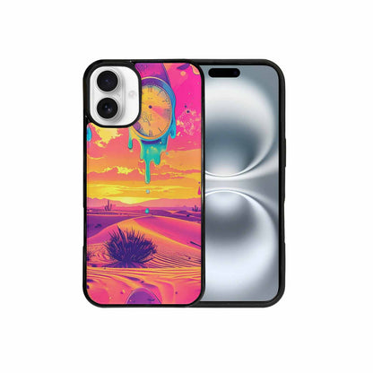 iPhone 16 Plus Case — Surrealist Dreamscape Pattern Melting Clocks Desert, Custom Phone Case