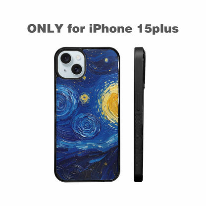 iPhone 15 Plus Case — Swirling Deep Blue Night Sky Filled, Unique Phone Case Design
