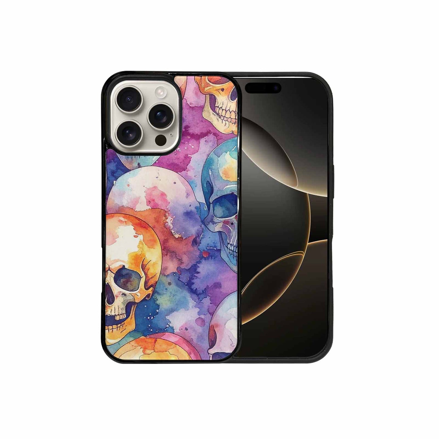 iPhone 16 Pro Max Case — Kulls Watercolor Skulls Small Skull Pattern, Personalized Phone Case