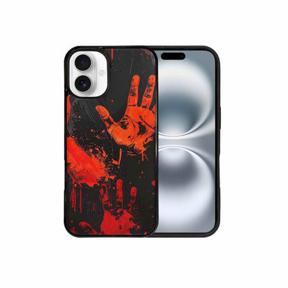 iPhone 16 Plus Case — Splatter Paint Art Hand Prints Black, Customized Protective Case