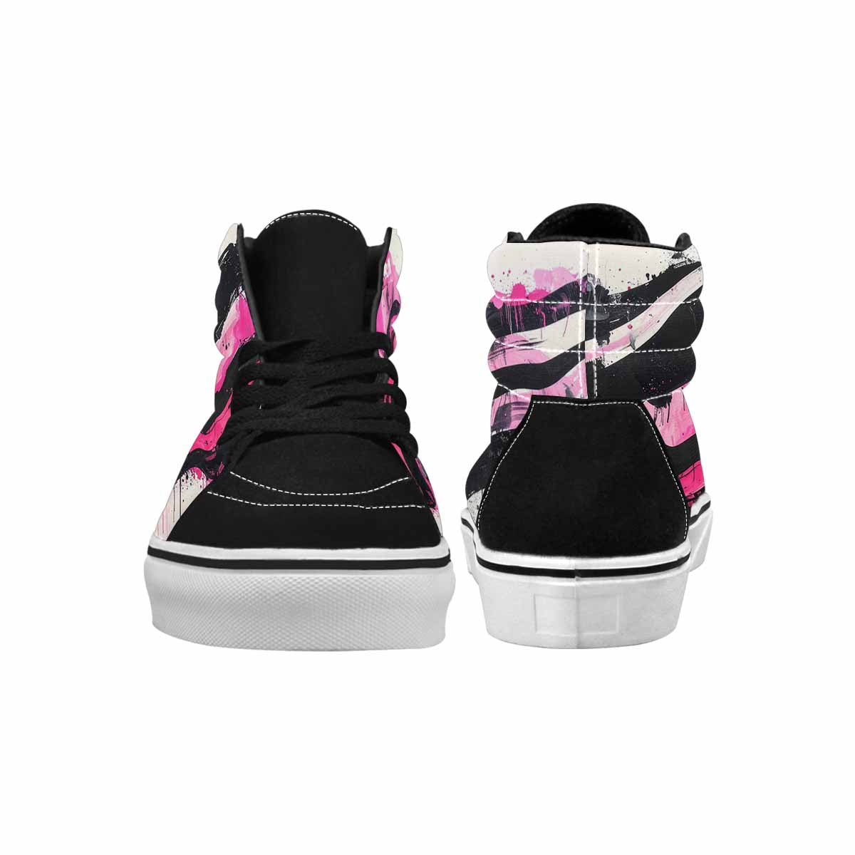 MEN'S Zebra Stripe Burst High Top Canvas Dark Academia Custom Sneakers