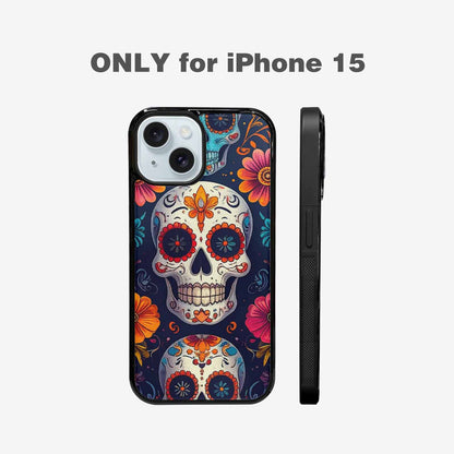 iPhone 15 Case — Day Of Dead Sugar Skull Custom, Custom Print Case Cover