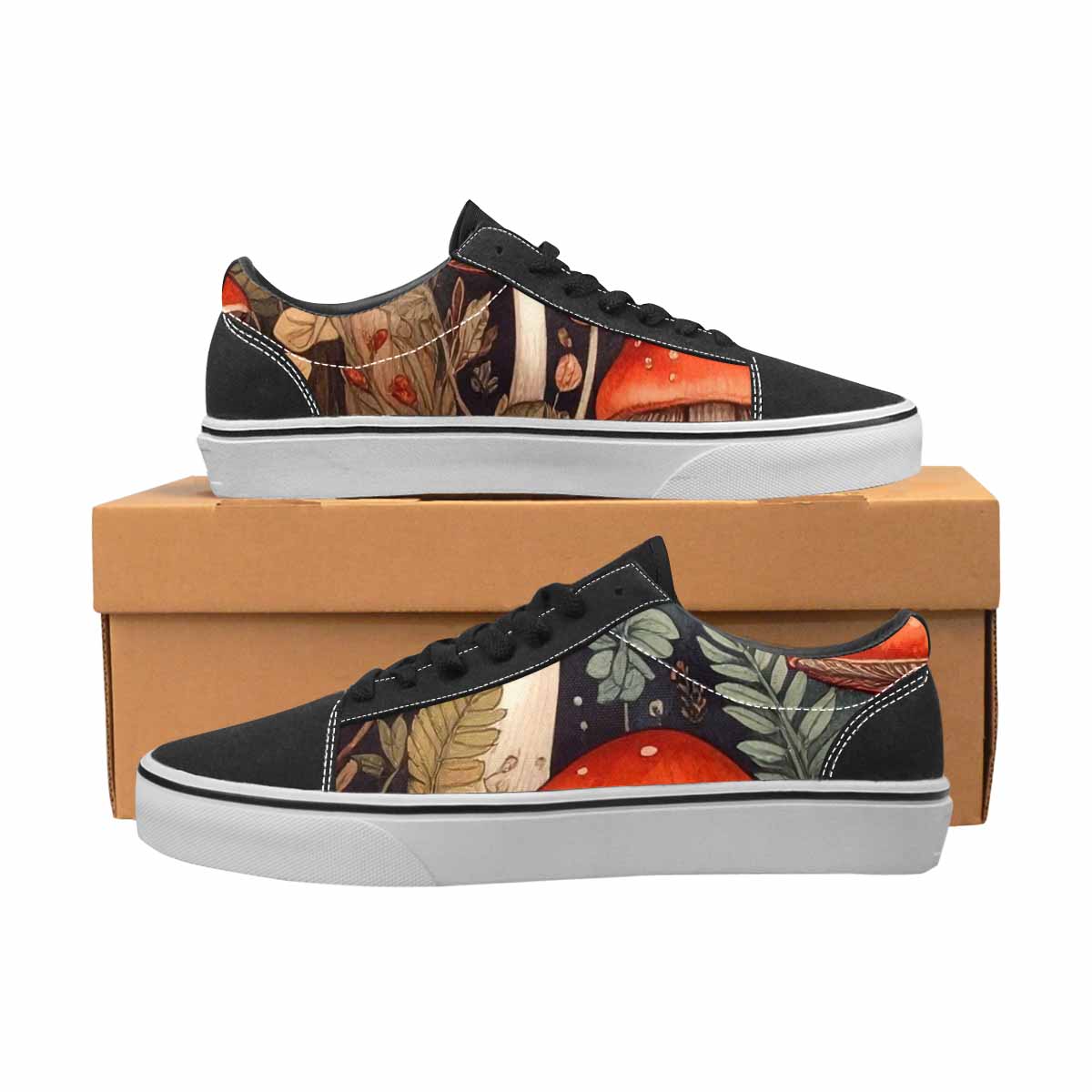 WOMEN'S Mushroom Canvas Lace-Up Vivid Custom Shoes