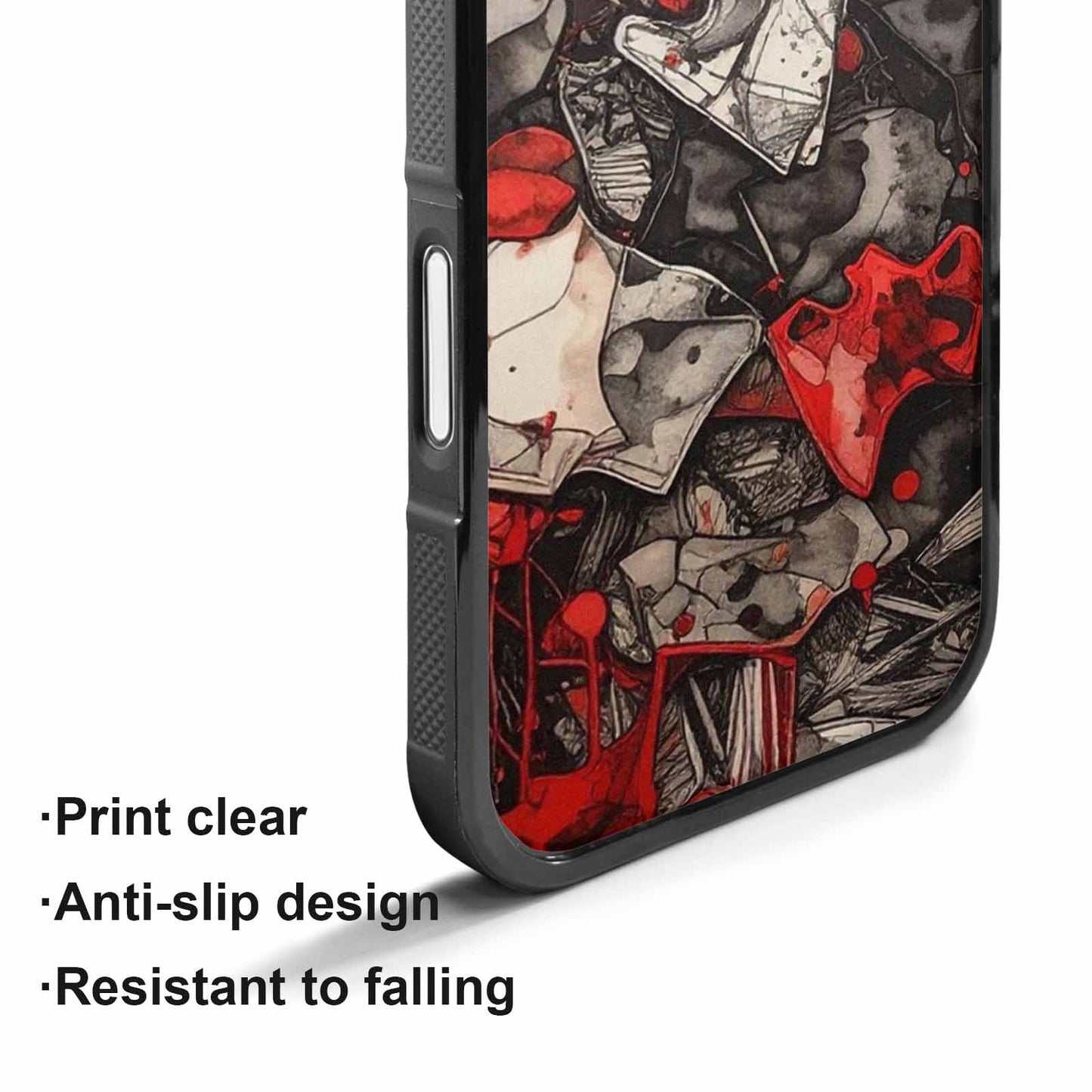 iPhone 17 Case — Black &amp; Red Ink Camo, Custom Made Phone Cover