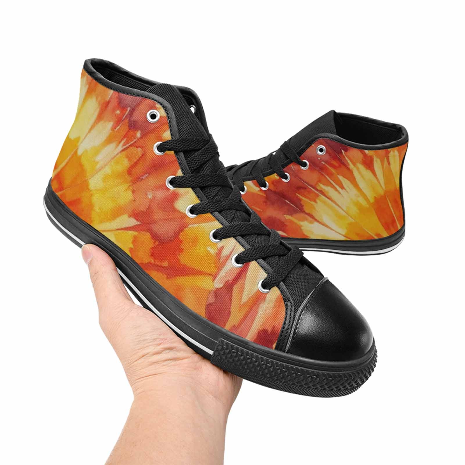 WOMEN'S Tie Dye Sunburst Rays High Top Canvas Y2K Custom Sneakers