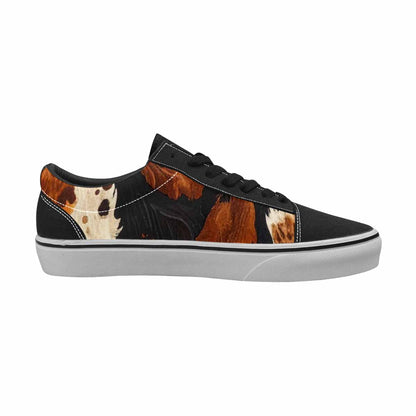 MEN'S Cow Animal Print Canvas Lace-Up Neon Fantasy Custom Sneakers