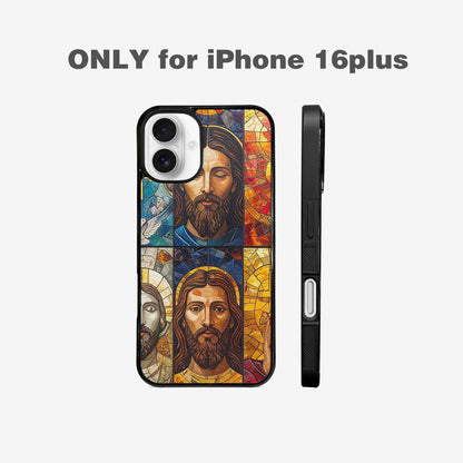 iPhone 16 Plus Case — Jesus Face Small Cross And Faith, Original Design Phone Case
