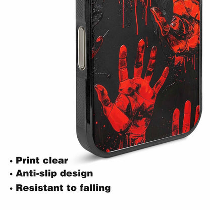 iPhone 15 Pro Max Case — Splatter Paint Art Hand Prints Black, Custom Designed Case Cover