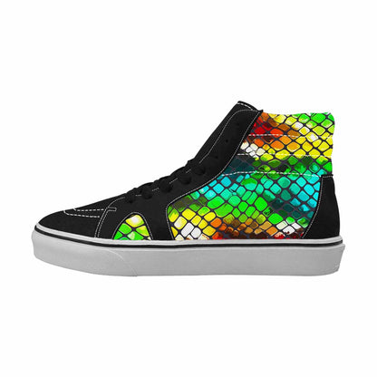 WOMEN'S Dark Snake Print High Top Canvas Neon Fantasy Shoes