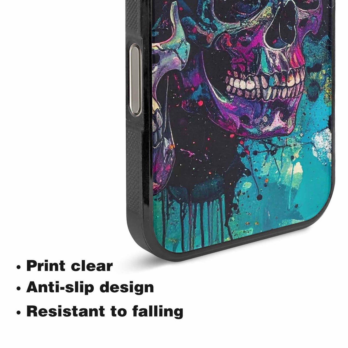 iPhone 16 Pro Case — Skulls Roses Acid Wash, Custom Art Phone Cover