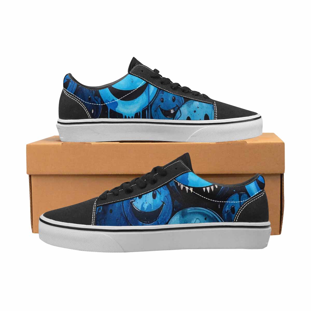 WOMEN'S Melting Moon Smiley Lace-Up Canvas Y2K Custom Shoes