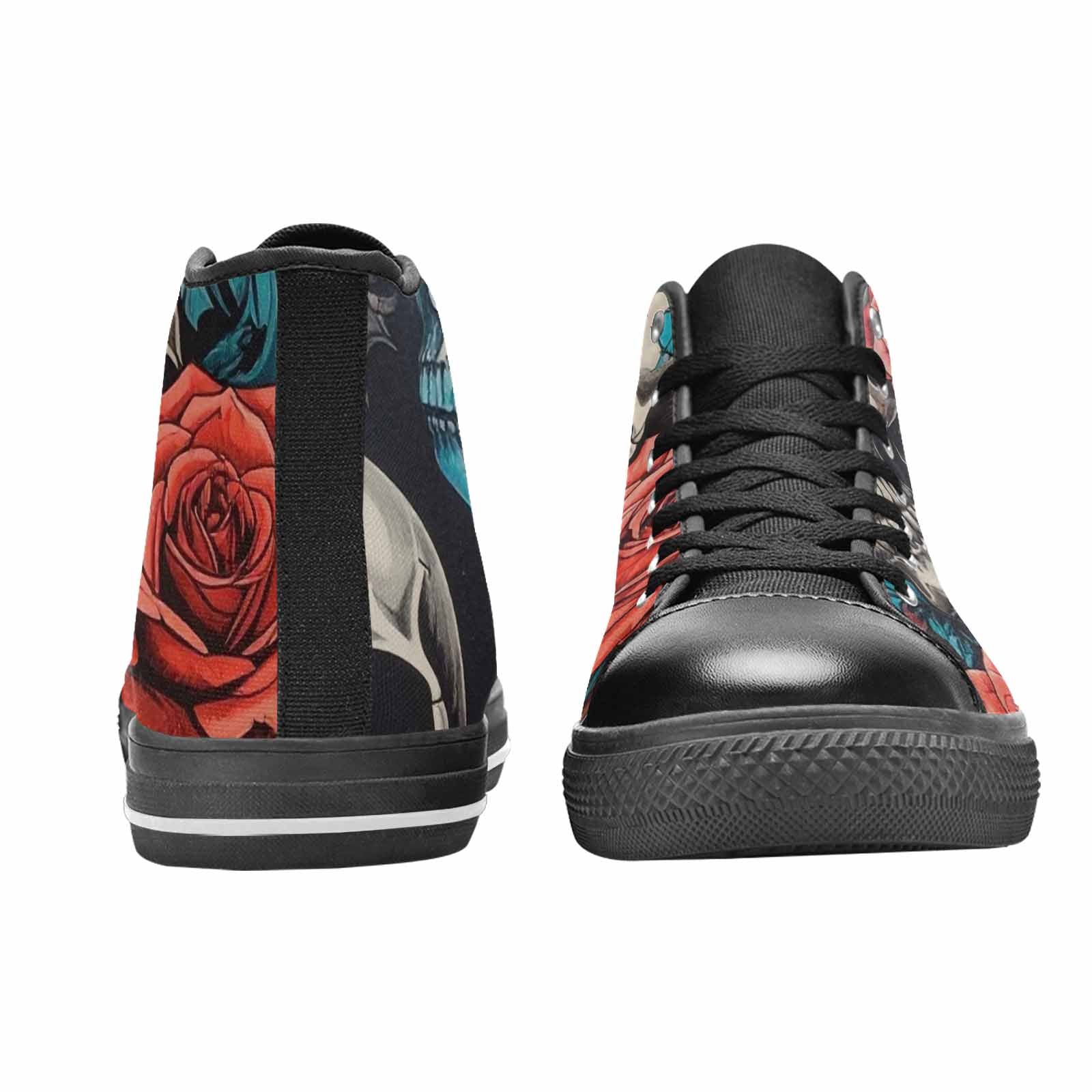 MEN'S Skulls Roses Biker Tattoo High Top Canvas Vivid Shoes