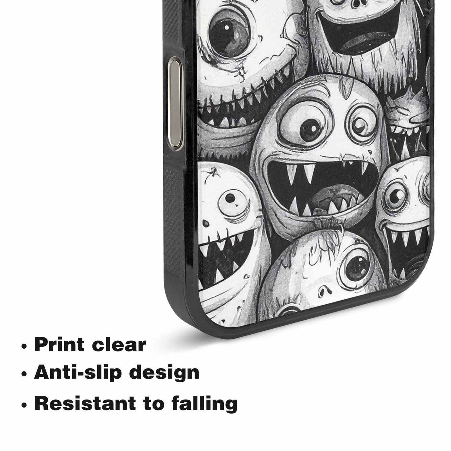 iPhone 16 Pro Case — Black And White Monster Face Collage, Custom Phone Case