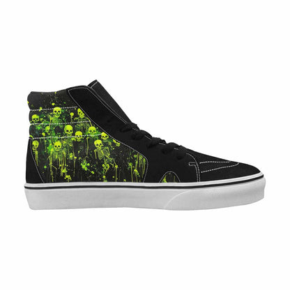 MEN'S Skeletons × Neon Green High Top Canvas Wallpaper Art Custom Sneakers