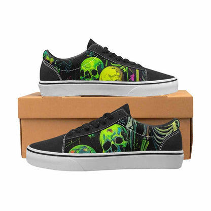 WOMEN'S Skeletons × Neon Green Lace-Up Canvas Vivid Sneakers