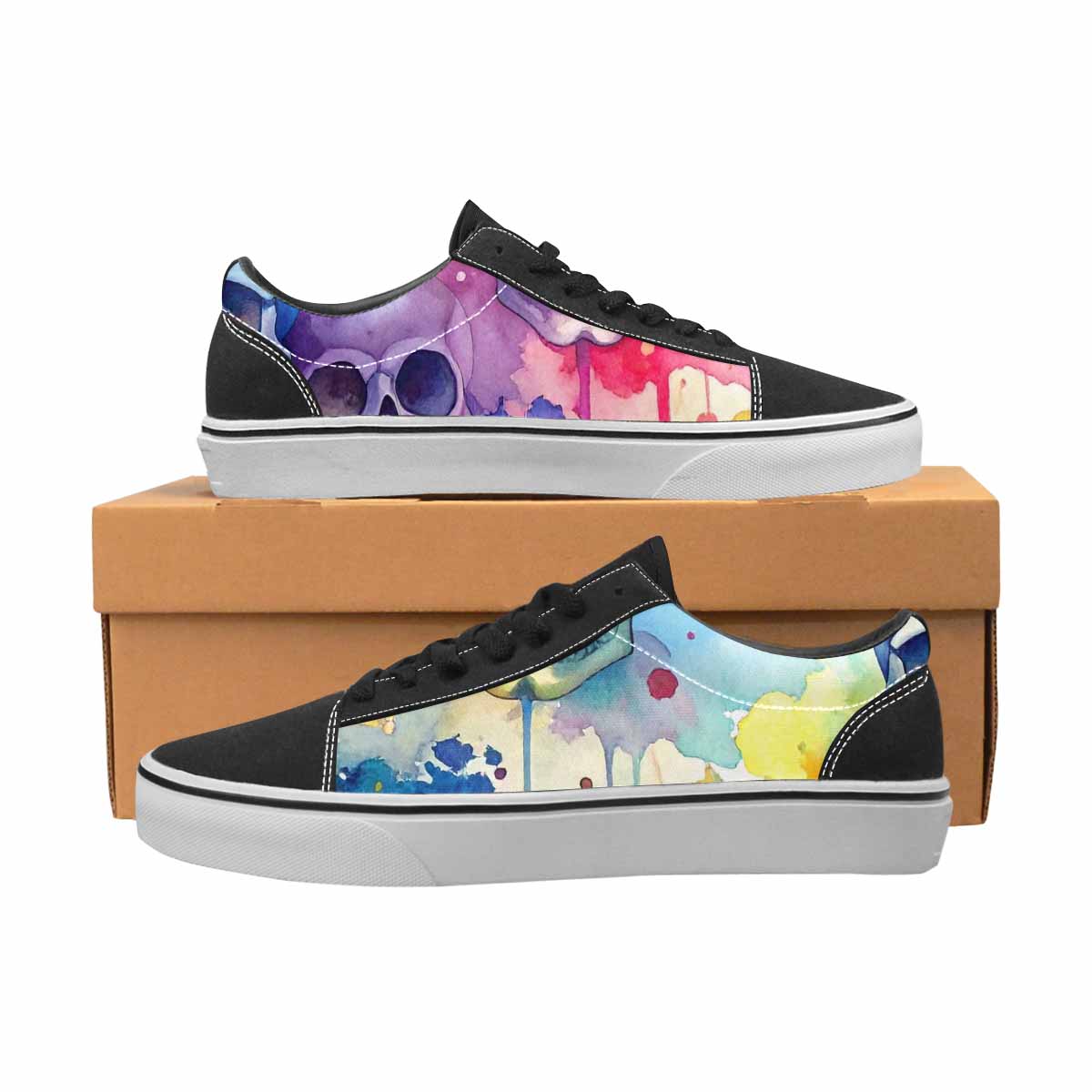 WOMEN'S Kulls - Watercolor Canvas Lace-Up Surreal Custom Shoes