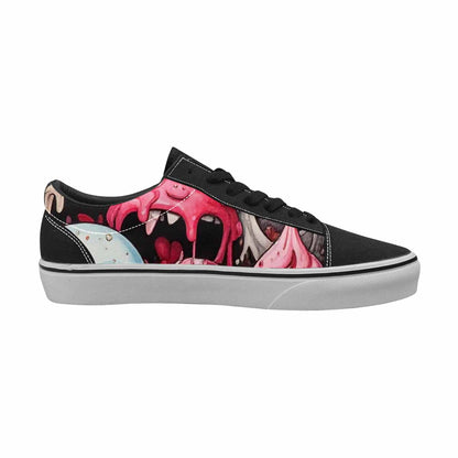 WOMEN'S Ice Cream Monsters (black Lace-Up Canvas Dark Academia Custom Sneakers