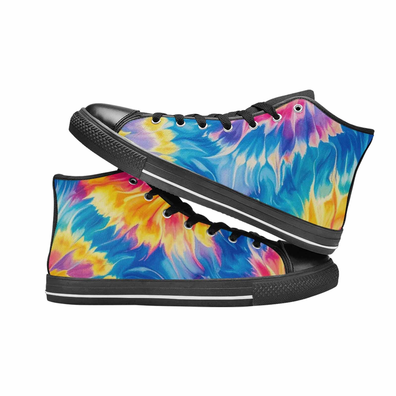 MEN'S Tie Dye Swirl High Top Canvas Grunge Custom Shoes