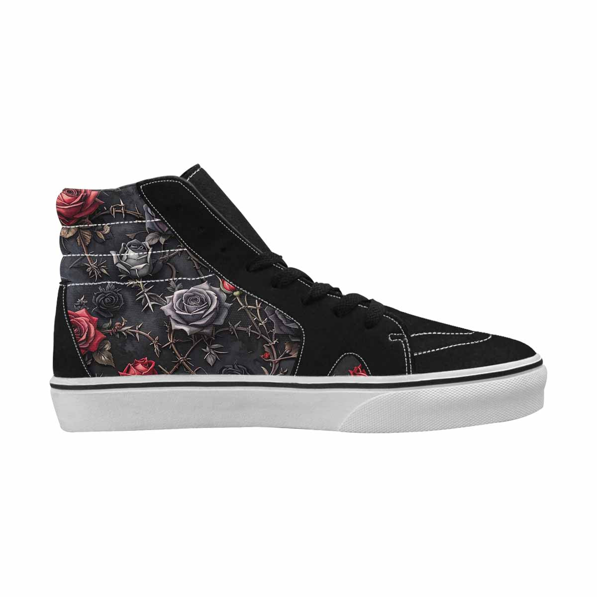 MEN'S Black Gothic Rose High Top Canvas Cottagecore Shoes