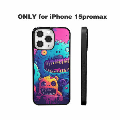 iPhone 15 Pro Max Case — Overlapping Endlessly No Empty Space Monsters, Custom Printed Phone Case