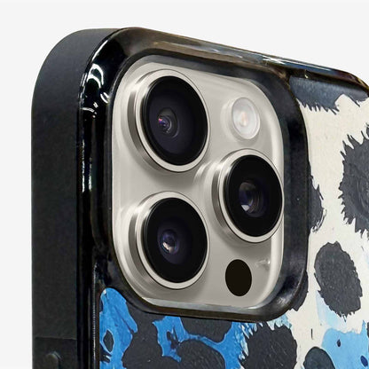 iPhone 15 Pro Max Case — Animal Print Black Blue Ink Animal, Custom Art Phone Cover
