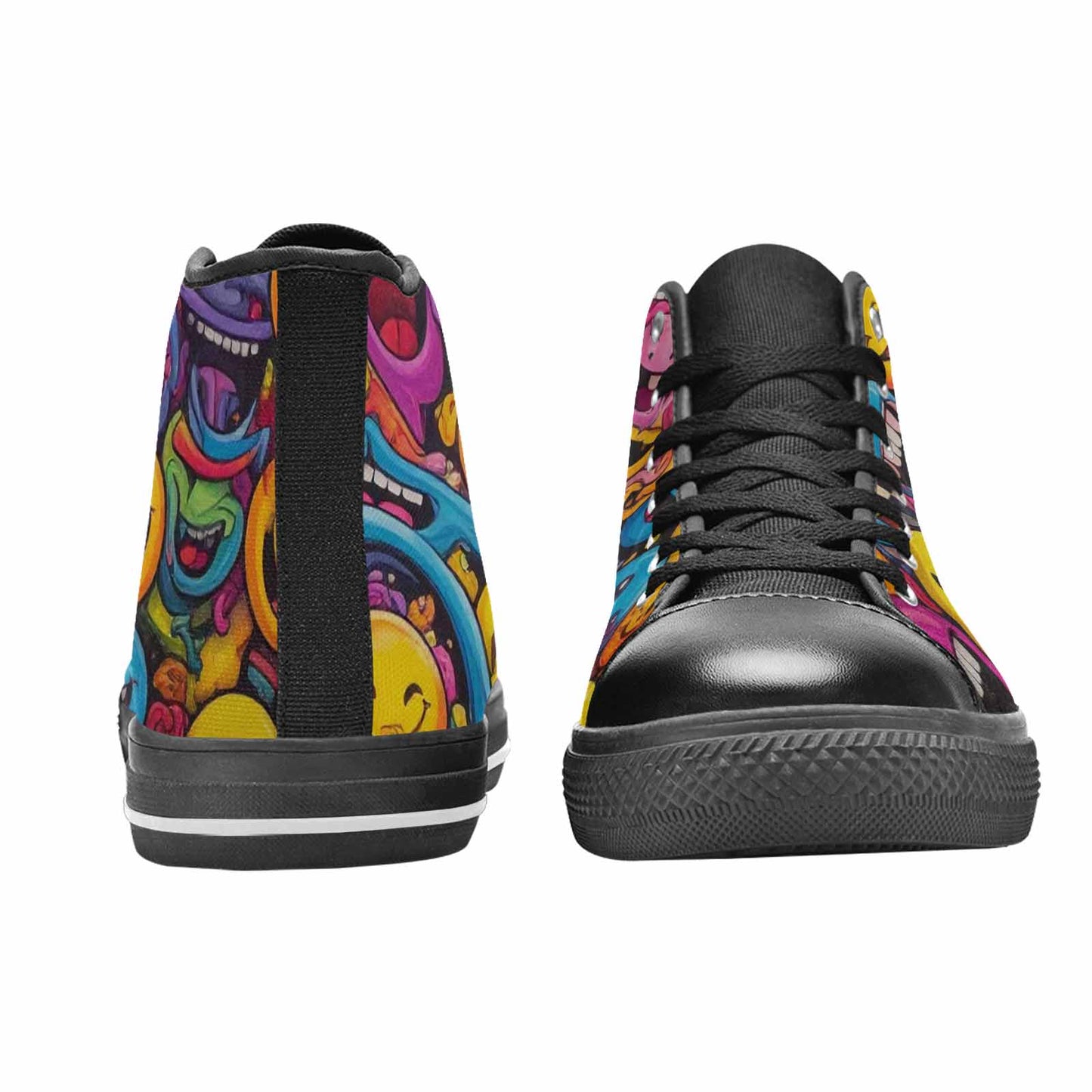 WOMEN'S Yellow Smiley Face High Top Canvas Y2K Shoes