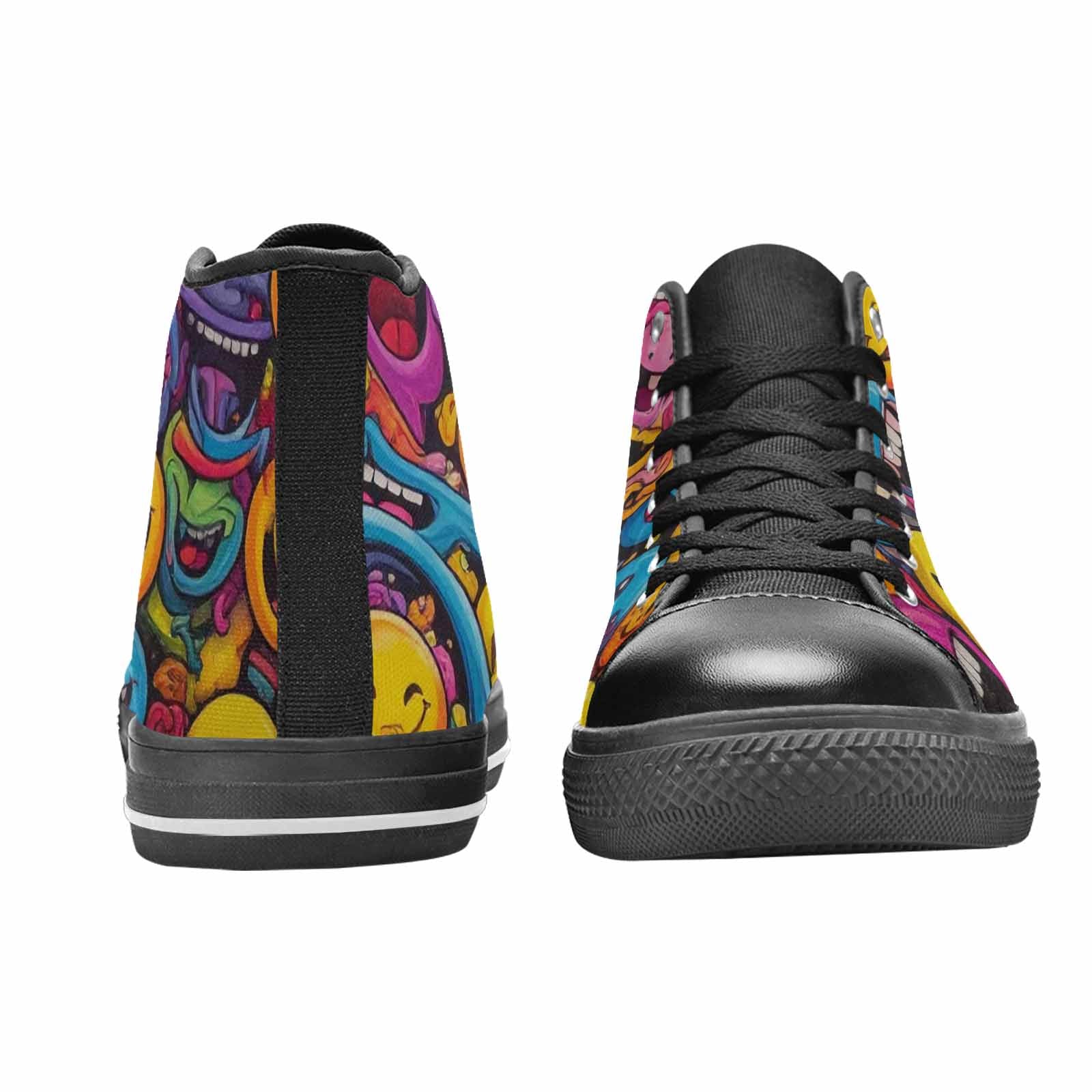WOMEN'S Yellow Smiley Face High Top Canvas Y2K Shoes
