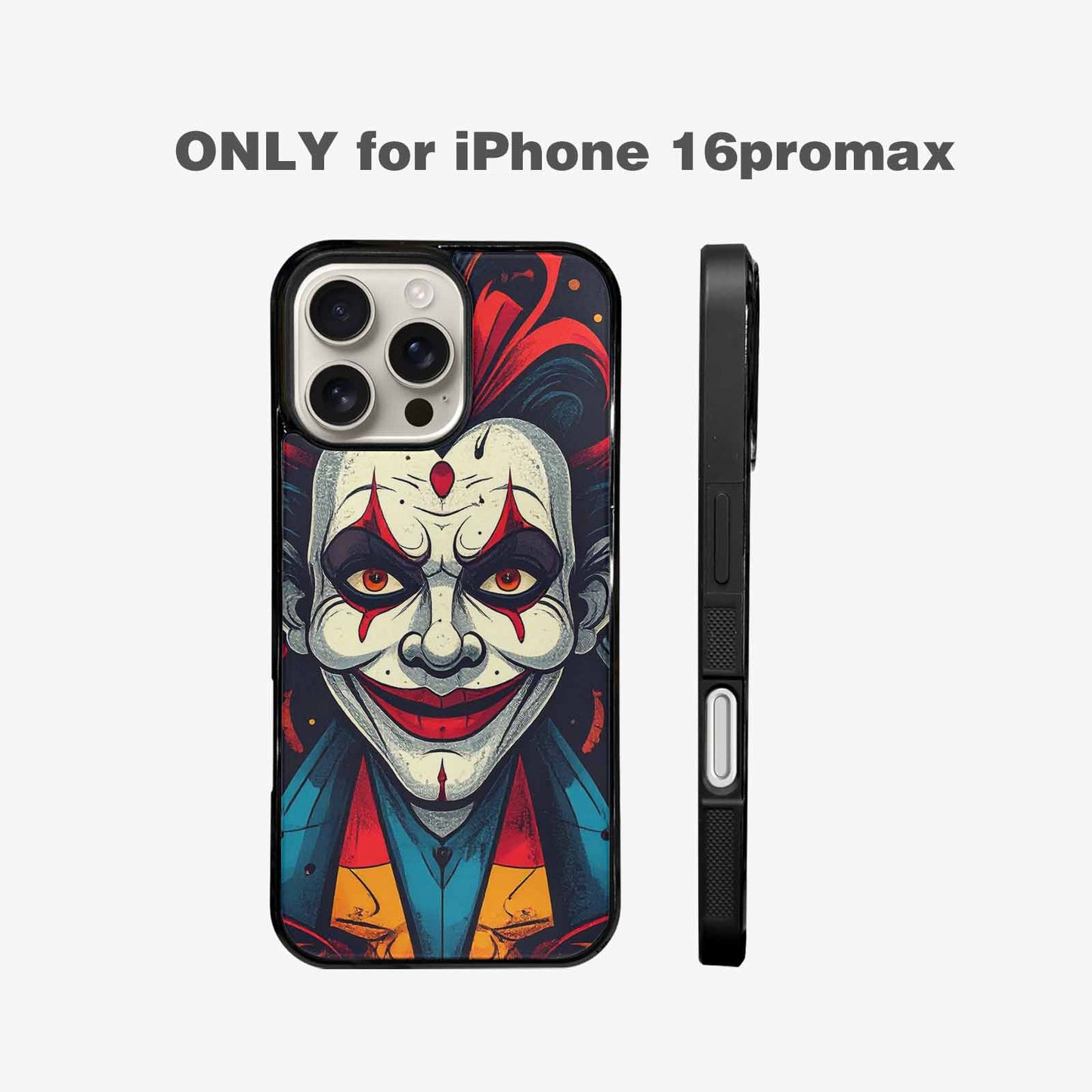 iPhone 16 Pro Max Case — Evil Circus Heads Faces Overlapping Patterns, Custom Printed Phone Case
