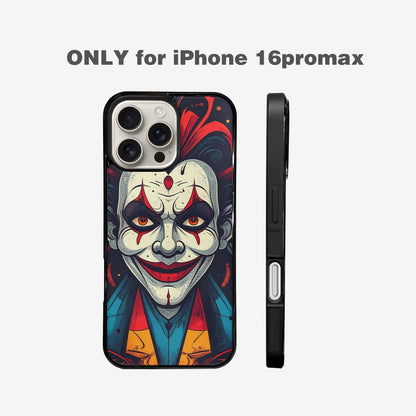 iPhone 16 Pro Max Case — Evil Circus Heads Faces Overlapping Patterns, Custom Printed Phone Case