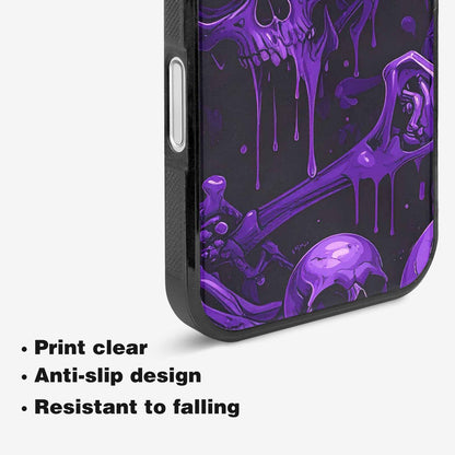 iPhone 16 Plus Case — Monochrome Purple Skeletons Neon Drip Melting, Custom Designed Case Cover