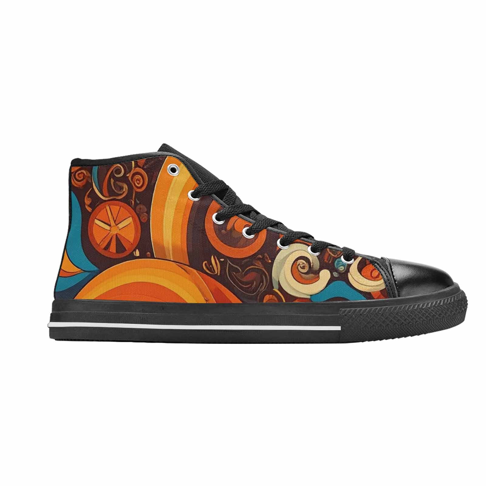 WOMEN'S Groovy 70S Peace High Top Canvas Wallpaper Art Sneakers