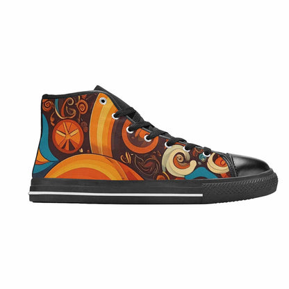 WOMEN'S Groovy 70S Peace High Top Canvas Wallpaper Art Sneakers