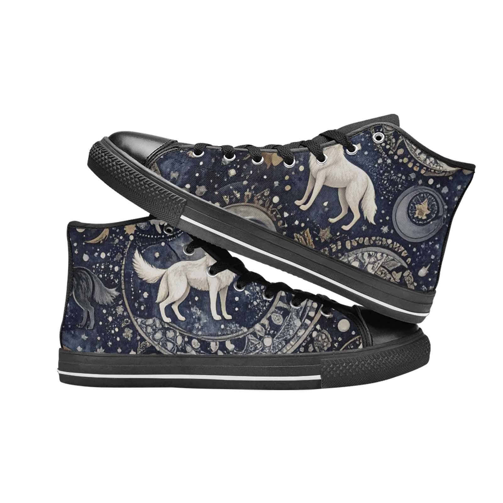 WOMEN'S Wolves Everywhere Collage High Top Canvas Dark Academia Sneakers