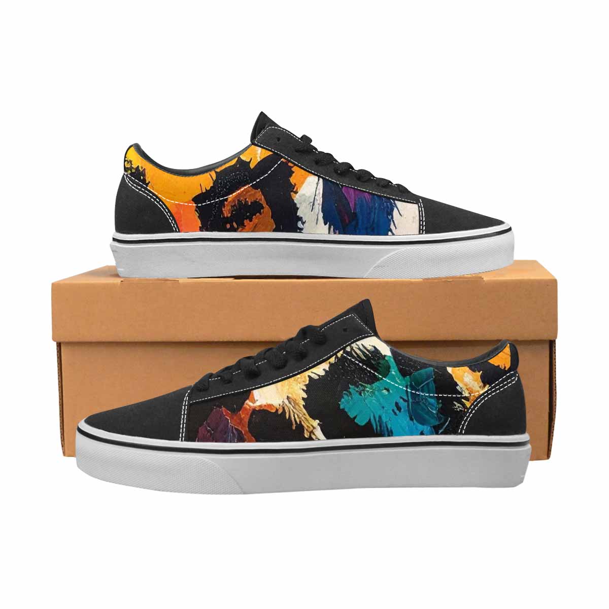WOMEN'S Full Color Vibrant Animal Lace-Up Canvas Kaleidoscope Sneakers