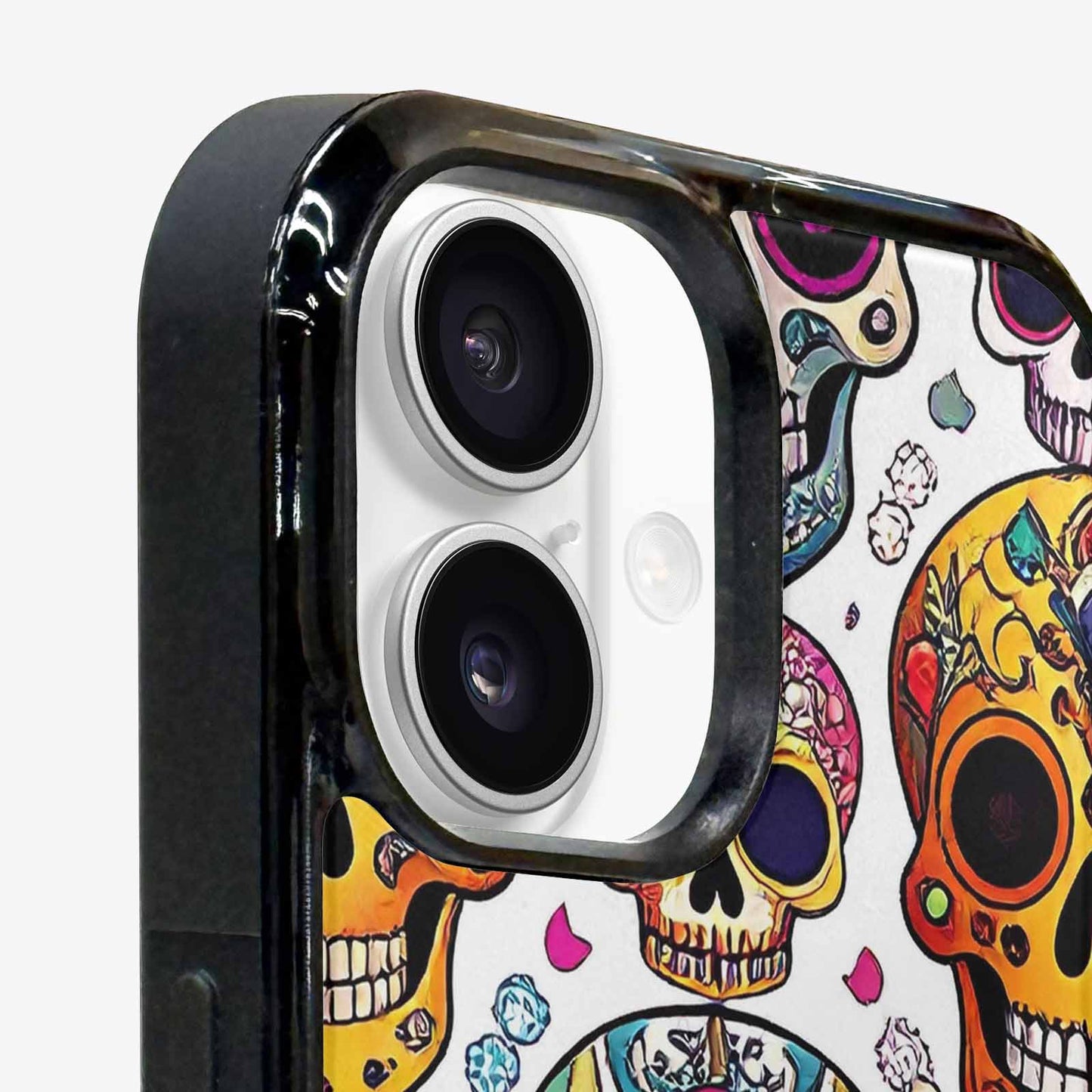 iPhone 16 Case — Vibrant Skull Seamless, Custom Print Case Cover