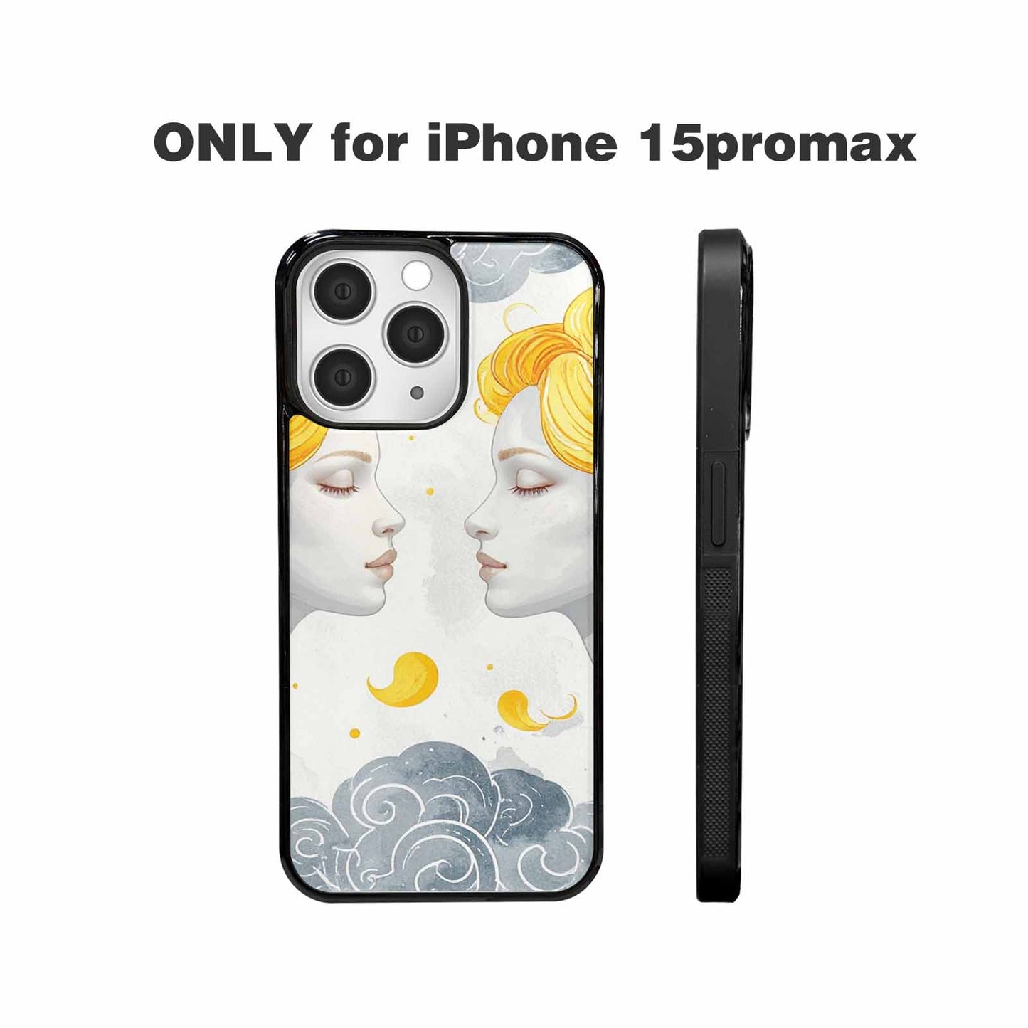 iPhone 15 Pro Max Case — Gemini Twins Zodiac Pattern Seamless Repeat, Original Design Phone Case
