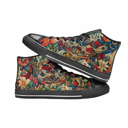 WOMEN'S Old School Tattoo High Top Canvas Cottagecore Custom Sneakers