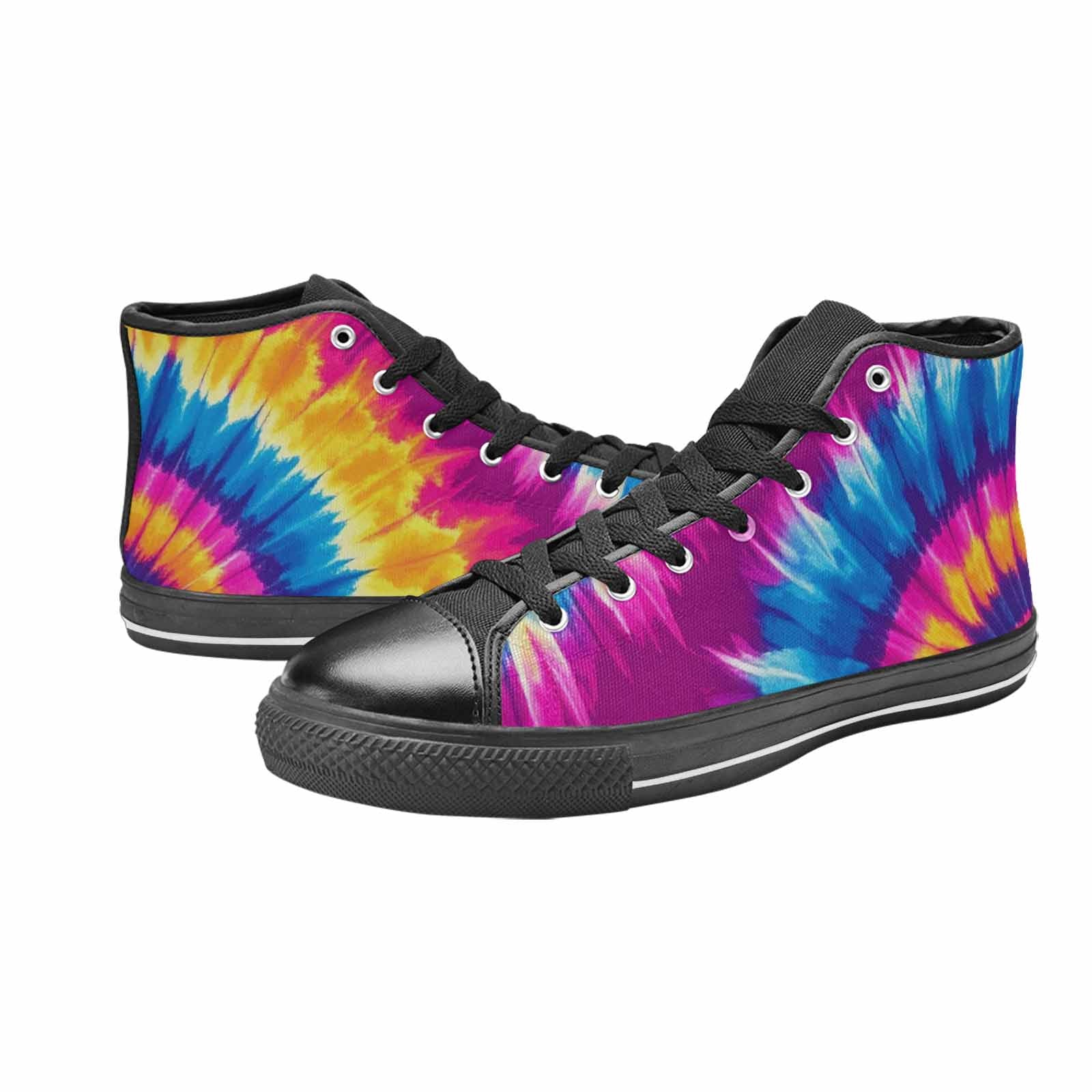 WOMEN'S Tie Dye Spiral High Top Canvas Wallpaper Art Custom Sneakers