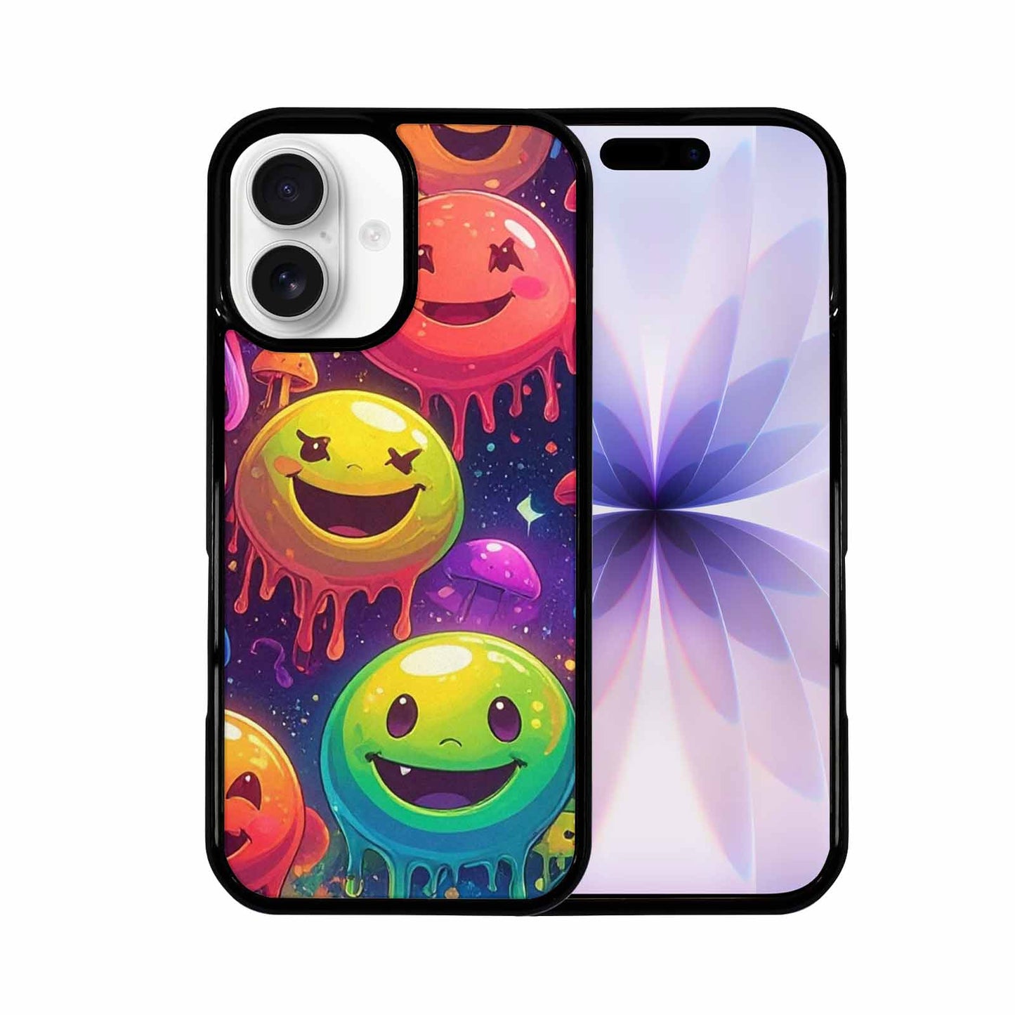 iPhone 17 Case — Melting Rainbow Smiley Faces Original Art, Custom Phone Case