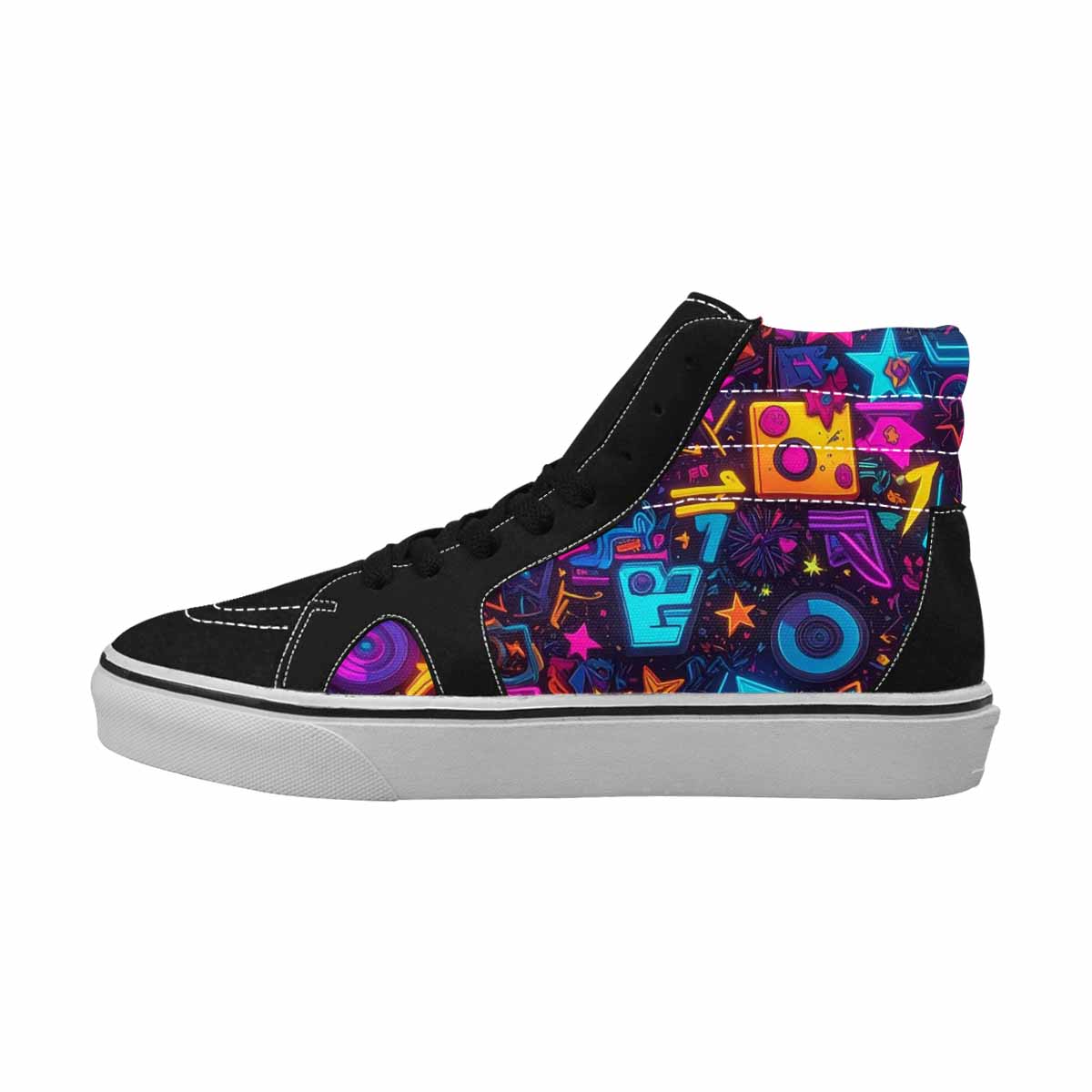 MEN'S 80s Retro Motif High Top Canvas Vivid Custom Sneakers