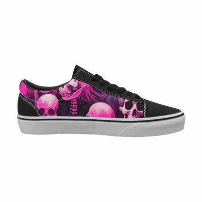 WOMEN'S Skeletons  Neon Pink Lace-Up Canvas Kaleidoscope Custom Sneakers