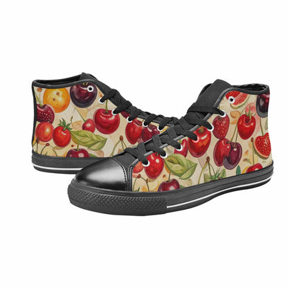 MEN'S Cherry Fruit Print High Top Canvas Grunge Custom Shoes
