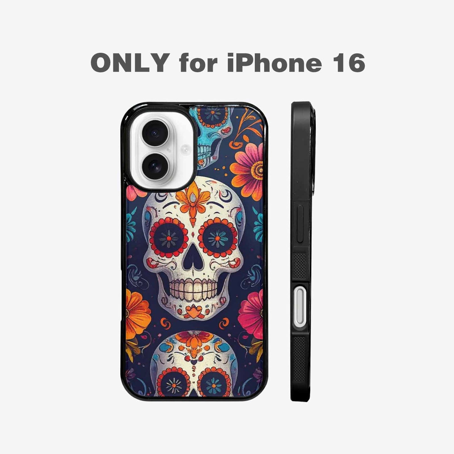 iPhone 16 Case — Day Of Dead Sugar Skull Custom, Personalized Phone Case