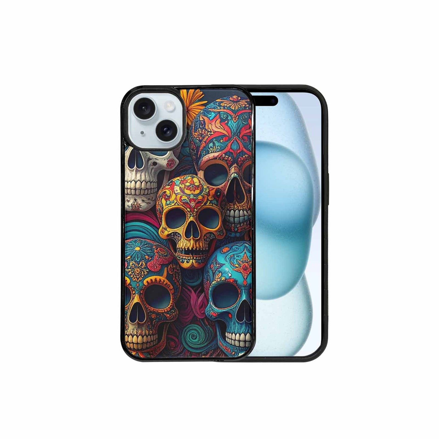 iPhone 15 Plus Case — Skull Waves, Custom Art Phone Cover