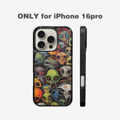 iPhone 16 Pro Case — Aliens Camo Aliens Pattern Hundreds Of, Custom Designed Case Cover
