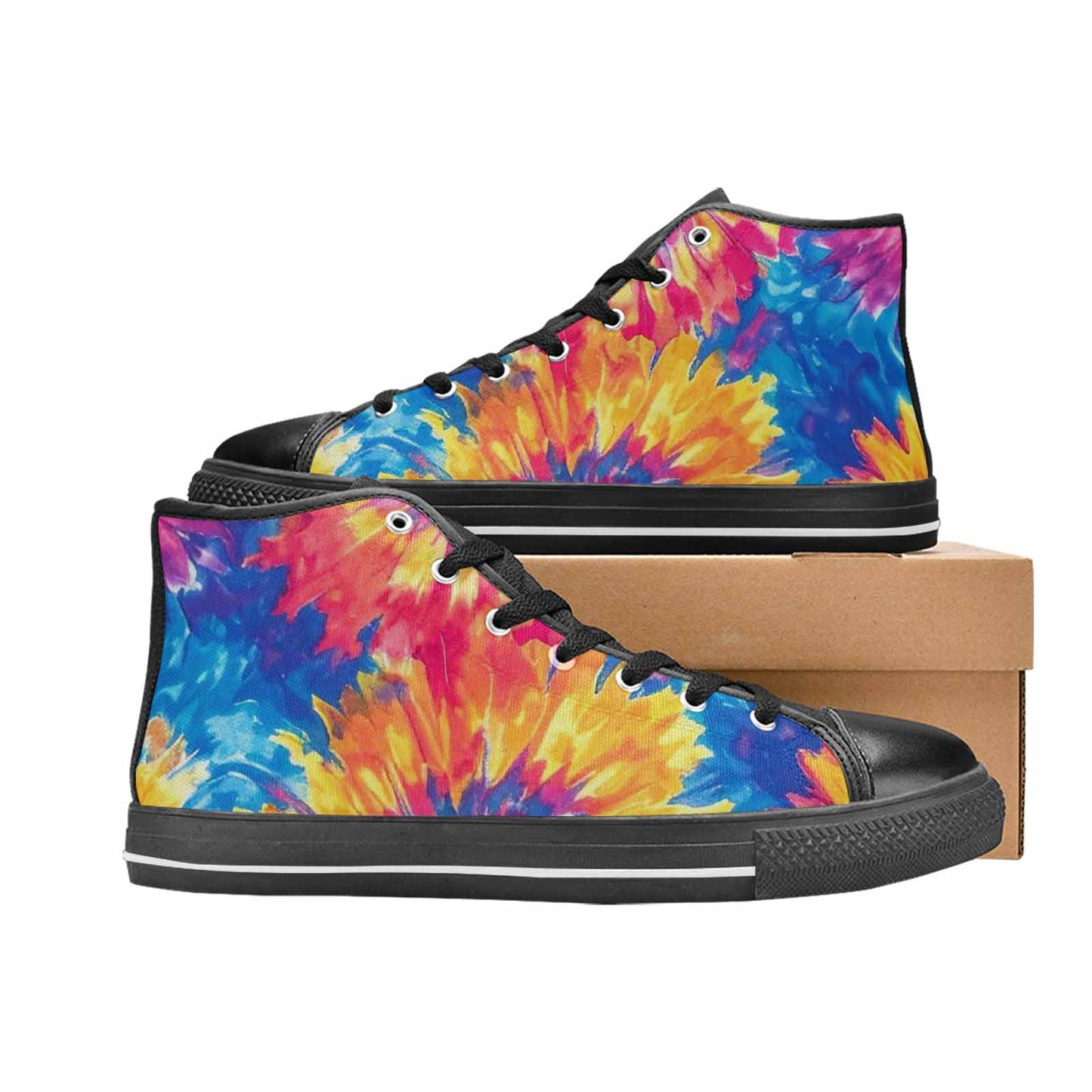 MEN'S Tie Dye Swirl High Top Canvas Aesthetic Custom Sneakers