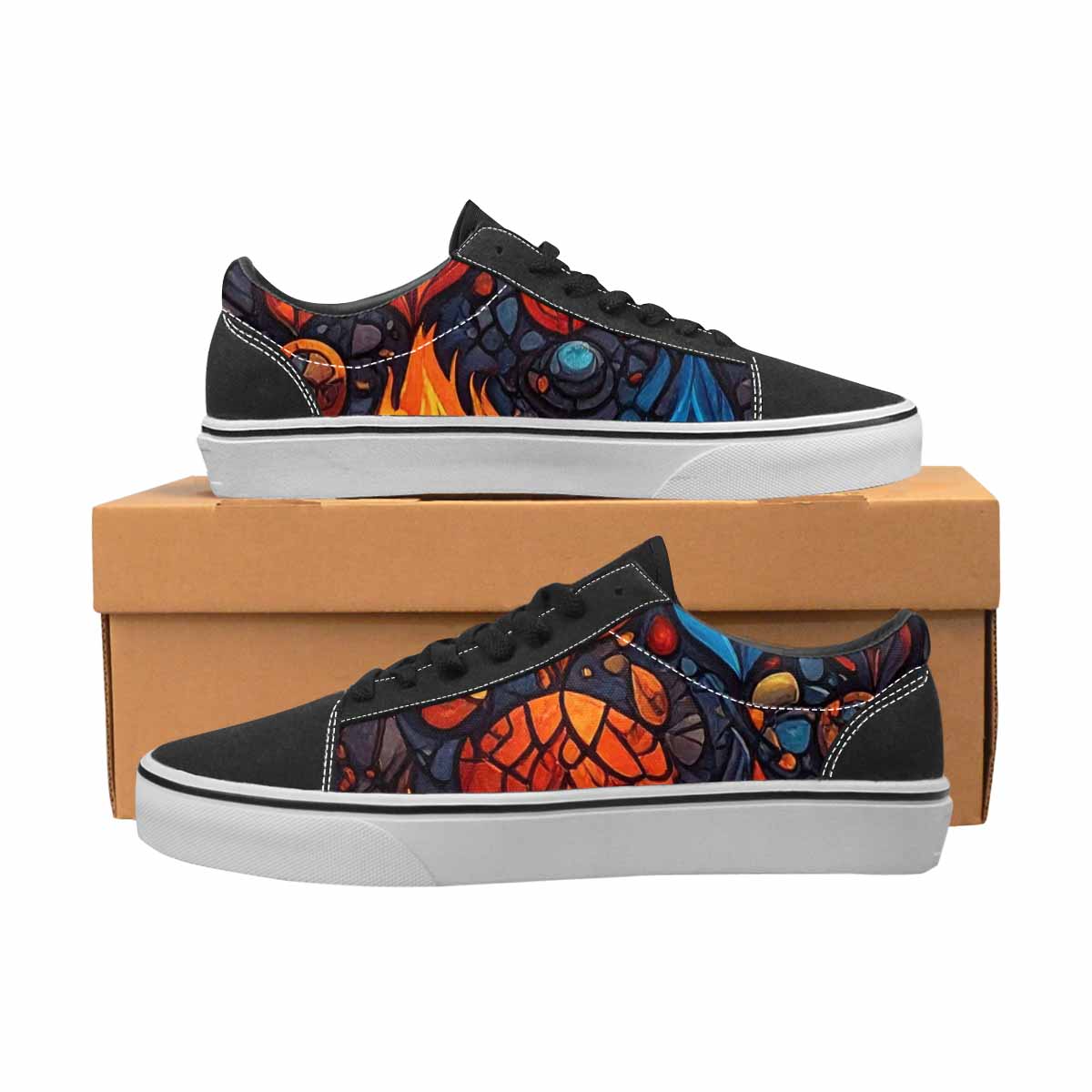 WOMEN'S Fire Flame Canvas Lace-Up Grunge Custom Shoes