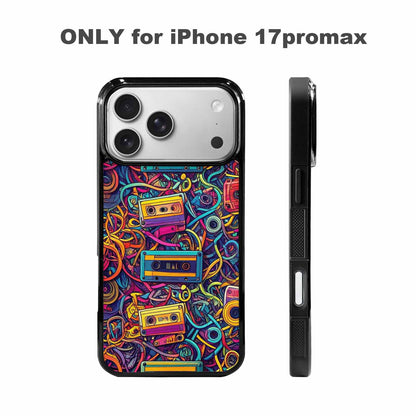 iPhone 17 Pro Max Case — Retro Cassette Tape Pattern Retro Vintage, Custom Printed Phone Case