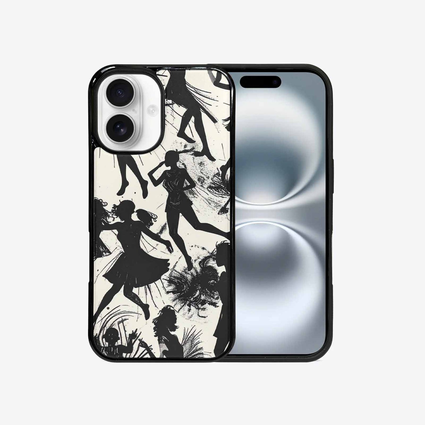 iPhone 16 Case — Bold Dancing Figure Line Art Pattern, Personalized Phone Case