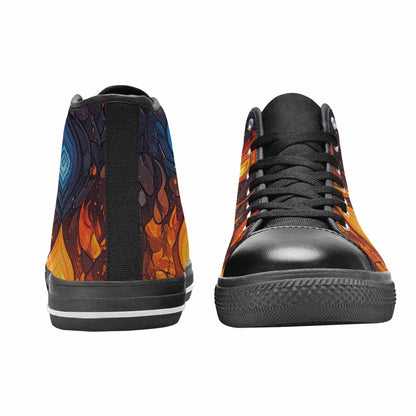 WOMEN'S Fire Flame High Top Canvas Dark Academia Custom Sneakers